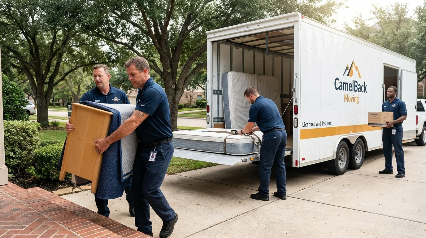 Crew loading residential truck for cross-state move from Centerville, MA